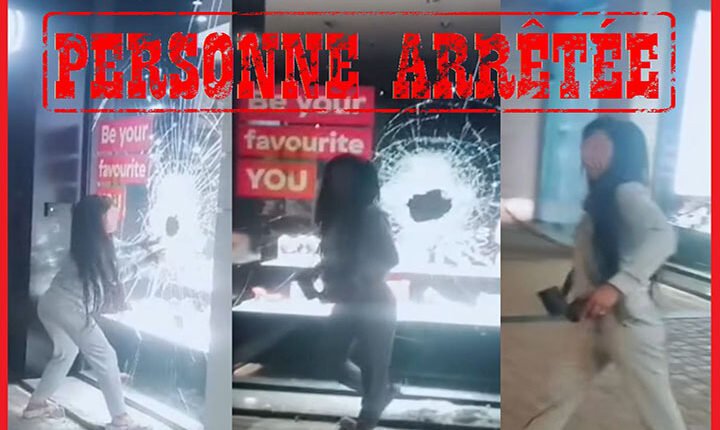 سيدة تكسر زجاج محل تجاري بالرباط لسرقة بضاعة معروضة والشرطة تتفاعل مع الفيديو